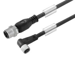 WEIDMULLER 9456670150 Sensor Cable, M12 Plug, 90° M8 Receptacle, 4 Positions, 1.5 m, 4.92 ft