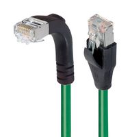 L-COM TRD815SRA1GR-25 Ethernet Cable, Cat5e, 90° RJ45 Plug to RJ45 Plug, FTP (Foiled Twisted Pair), Green, 7.6 m, 25 ft