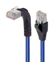L-COM TRD815SRA2BL-3 Ethernet Cable, Cat5e, 90° RJ45 Plug to RJ45 Plug, FTP (Foiled Twisted Pair), Blue, 914.4 mm