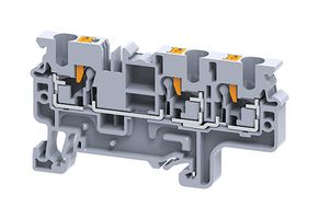 ALTECH CP4/3 DIN Rail Mount Terminal Block, 3 Positions, 24 AWG, 10 AWG, 4 mm², Push In, 32 A