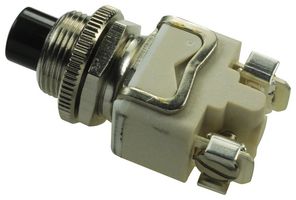 APEM 1202A2 Pushbutton Switch, 1200 Series, 12.2 mm, SPST-NC, Momentary, Round Plunger, Black