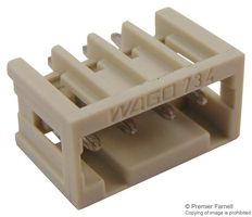 WAGO 734-134 Terminal Block, Header, 3.5 mm, 4 Positions, 10 A, 300 V, Through Hole Vertical