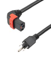 L-COM C13LPUN515P-15-10F Cable de Alimentación, IEC 320 C13 de 90° a NEMA 5-15P, 3.05 m, 15 A, 125 V, Negro