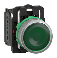 SCHNEIDER ELECTRIC XB5AW33G5C0 Industrial Pushbutton Switch, Harmony XB5 Series, 22.5 mm, SPST-NO, SPST-NC, Spring Return
