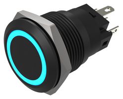 EAO 82-5951.2124 Vandal Resistant Switch, 82 Series, 19 mm, SPDT, Maintained, Round Flush, Black
