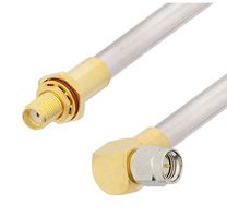 FAIRVIEW MICROWAVE FMCA3136-48 RA SMA MALE TO SMA FEMALE BULKHEAD CABLE TINNED ALUMINUM RG401 TYPE .250 COAX IN 48 INCH