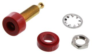 POMONA 2854-2 Banana Test Connector, Jack, Panel Mount, 15 A, 2.5 kV, Gold Plated Contacts, Red