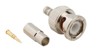 AMPHENOL RF 000-36650-3RFX RF / Coaxial Connector, BNC Coaxial, Straight Plug, Crimp, 50 ohm, RG58, Essex 621-715, Brass