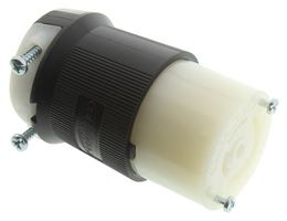 HUBBELL WIRING DEVICES HBL3523C Power Entry Connector, Power Entry, 10 A, Black, White, Nylon (Polyamide) Body, 600 V