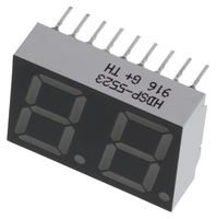 BROADCOM HDSP-5523 7 Segment LED Display, Red, 20 mA, 2.1 V, 3.7 mcd, 2, 14.22 mm