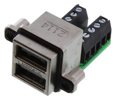 AMPHENOL COMMUNICATIONS SOLUTIONS MUSBC41130 Conector USB Apilable, USB Tipo A, USB 2.0, 8 Posiciones, Right Angle, Bronce Fosforado