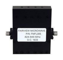 FAIRVIEW MICROWAVE FMFL005 BANDPASS CAVITY FILTER OPERATING FROM 824 MHZ TO 849 MHZ WITH SMA FEMALE CONNECTORS ROHS COMPLIANT: YES