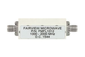 FAIRVIEW MICROWAVE FMFL1012 BANDPASS CAVITY FILTER OPERATING FROM 1 GHZ TO 2 GHZ WITH SMA FEMALE CONNECTORS ROHS COMPLIANT: YES