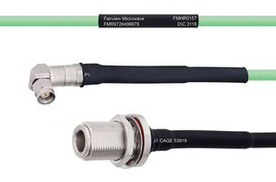 FAIRVIEW MICROWAVE FMHR0157-48 TEMPERATURE CONDITIONED LOW LOSS RA SMA MALE TO N FEMALE BULKHEAD CABLE LL142 COAX IN 48 INCH