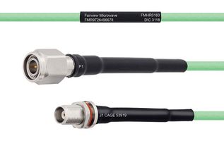 FAIRVIEW MICROWAVE FMHR0160-36 TEMPERATURE CONDITIONED LOW LOSS TNC MALE TO TNC FEMALE BULKHEAD CABLE LL142 COAX IN 36 INCH