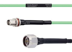 FAIRVIEW MICROWAVE FMHR0167-200CM TEMPERATURE CONDITIONED LOW LOSS TNC FEMALE BULKHEAD TO N MALE CABLE LL142 COAX IN 200 CM