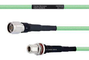 FAIRVIEW MICROWAVE FMHR0248-60 TEMPERATURE CONDITIONED LOW LOSS N MALE TO N FEMALE BULKHEAD CABLE LL335I COAX IN 60 INCH