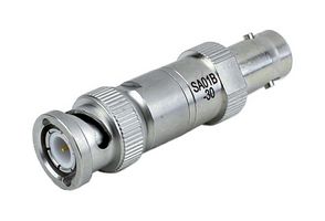 FAIRVIEW MICROWAVE SA01B-30 30 DB FIXED ATTENUATOR BNC MALE PLUG TO BNC FEMALE JACK UP TO 1 GHZ RATED TO 0.5 WATTS, BRASS TRI-METAL BODY, 1.25 VSWR ROHS COM