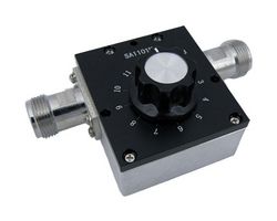 FAIRVIEW MICROWAVE SA1101N 0 TO 11 DB STEP ATTENUATOR WITH A 1 DB STEP N FEMALE CONNECTORS RATED UP TO 2.7 GHZ AND UP TO 2 WATTS IN A DIAL DESIGN