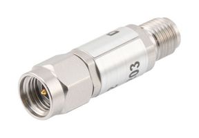 FAIRVIEW MICROWAVE FMAT7429-12 12 DB FIXED ATTENUATOR 2.92MM MALE PLUG TO 2.92MM FEMALE JACK 40 GHZ RATED TO 0.5 WATTS, PASSIVATED STAINLESS STEEL BODY, 1.35 V