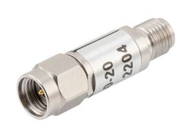 FAIRVIEW MICROWAVE FMAT7430-20 20 DB FIXED ATTENUATOR 2.92MM MALE PLUG TO 2.92MM FEMALE JACK UP TO 40 GHZ RATED TO 2 WATTS, PASSIVATED STAINLESS STEEL BODY, 1.