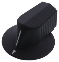 EHC (ELECTRONIC HARDWARE) MS91528-1B2B Knob, Round Shaft, 6.35 mm, Plastic, Pointer Bar Skirted, 17.78 mm