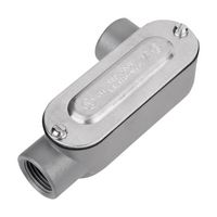 ABB - THOMAS & BETTS DALR-2-CG Conduit Fitting, w/ Cover and Gasket, LR, 3/4 ", 7.3 cu.in, Diecast Aluminum Alloy, Silver Grey