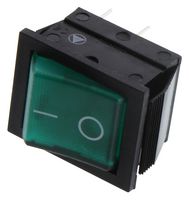 ARCOLECTRIC / BULGIN LIMITED C1353AABG2-602AW-B Rocker Switch, On-Off, DPST, Illuminated, Panel Mount, Green, 1350 Series