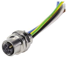 HARTING 21035992505 Cable de Sensor, M12 Hembra, Extremo Libre, 5 Contactos, 300 mm, 11.8 "