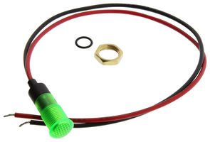 MALLORY FL1P-8NW-1-G3V LED Panel Mount Indicator, Green, 3 V, 8 mm, 20 mA, 10 cd, IP50
