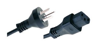 MEGA ELECTRONICS 197-000 Mains Power Cord, 2.5 m, 10 A, 250 V, Black