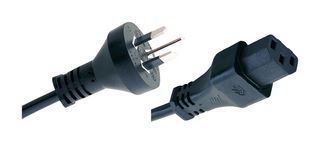 MEGA ELECTRONICS 198-000 Mains Power Cord, IEC 320 C13 to AS 3112 Plug, 2.5 m, 10 A, 250 V, Black
