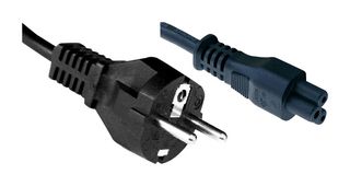 MEGA ELECTRONICS 199-C5 Cable de Alimentación, CEE 7/7 Macho a IEC 60320 C5, 1.8 m, 2.5 A, 250 V, Negro