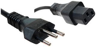 MEGA ELECTRONICS 450-000 Cable de Alimentación, Enchufe de Red, Brasil a IEC 60320 C13, 2.5 m, 10 A, 250 V, Negro