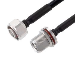 FAIRVIEW MICROWAVE FMCA2233-60 LOW PIM 4.1-9.5 MINI DIN MALE TO 4.1-9.5 MINI DIN FEMALE BULKHEAD CABLE 1-4 INCH SUPERFLEXIBLE COAX IN 60 INCH