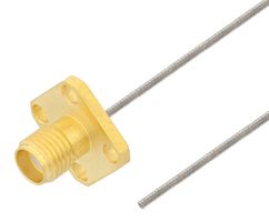 FAIRVIEW MICROWAVE FMCA2389-12 TEST PROBE SMA FEMALE 4 HOLE FLANGE TO STRAIGHT CUT LEAD CABLE FM-SR047TB COAX IN 12 INCH