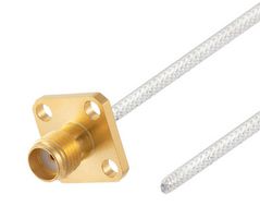FAIRVIEW MICROWAVE FMCA2397-3 TEST PROBE SMA FEMALE 4 HOLE FLANGE TO STRAIGHT CUT LEAD CABLE FM-SR086TB COAX IN 3 INCH