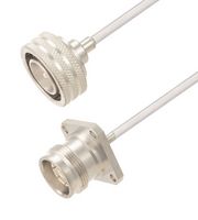 FAIRVIEW MICROWAVE FMCA2847-100CM PUSH-ON 4.3-10 MALE TO 4.3-10 FEMALE 4 HOLE FLANGE CABLE TINNED ALUMINUM RG402 TYPE .141 COAX IN 100 CM