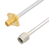 FAIRVIEW MICROWAVE FMCA2863-60 SMA FEMALE 4 HOLE FLANGE TO SMA MALE CABLE TINNED ALUMINUM RG402 TYPE .141 COAX IN 60 INCH