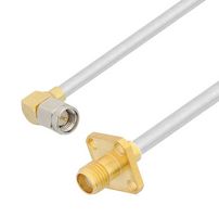 FAIRVIEW MICROWAVE FMCA2911-60 RA SMA MALE TO SMA FEMALE 4 HOLE FLANGE CABLE TINNED COPPER RG402 TYPE .141 COAX IN 60 INCH LENGTH