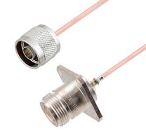 FAIRVIEW MICROWAVE FMCA2940-150CM N MALE TO N FEMALE 4 HOLE FLANGE CABLE RG405 TYPE .086 COAX IN 150 CM