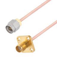 FAIRVIEW MICROWAVE FMCA2950-150CM SMA MALE TO SMA FEMALE 4 HOLE FLANGE CABLE RG405 TYPE .086 COAX IN 150 CM