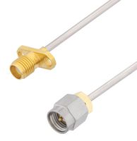 FAIRVIEW MICROWAVE FMCA3006-48 SMA MALE TO SMA FEMALE 2 HOLE FLANGE CABLE TINNED ALUMINUM RG405 TYPE .086 COAX IN 48 INCH LENGTH