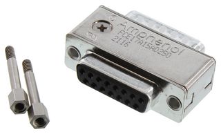 AMPHENOL COMMUNICATIONS SOLUTIONS FCE17-A15AD-250 D Sub Connector Adapter, 1000pF, Plug, 15 Positions, Receptacle, 15 Positions