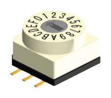 MULTICOMP PRO RBM3-16RBVB Rotary Coded Switch, Flat-head, RBM Series, Surface Mount, 16 Position, 24 VDC, Hexadecimal, 150 mA