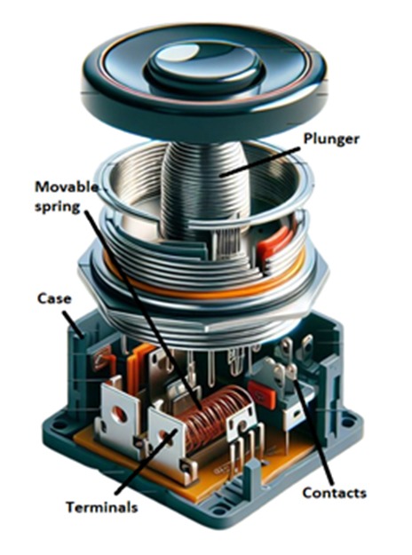 Components of a pushbutton switch