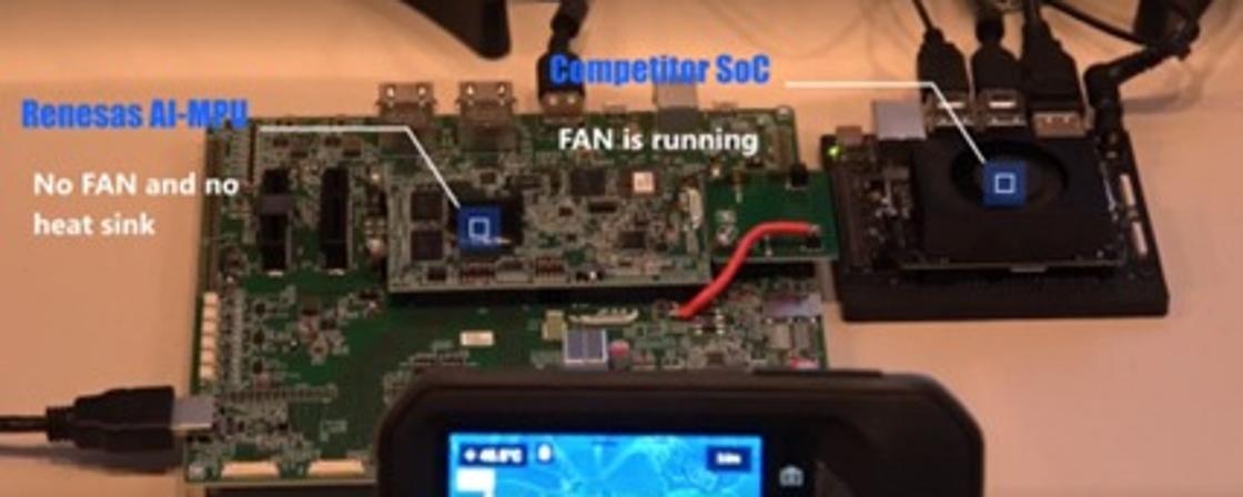 Figure 11: Comparison of Heat Generation between a Fanless DRP-AI Test Board and a GPU with Fan